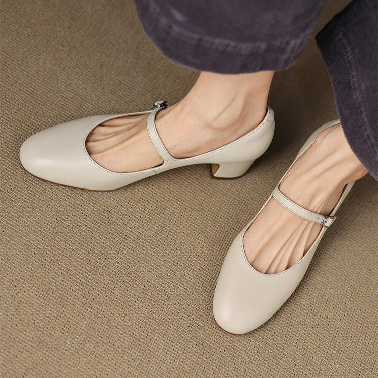 Women's Leather Block Heels