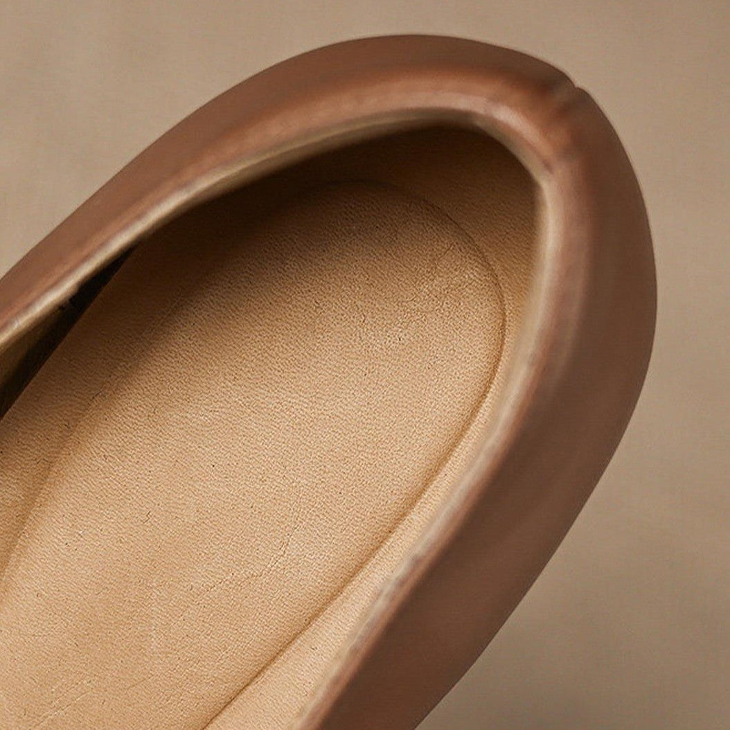 Women's Square-Toe Leather Mary-Jane Heels