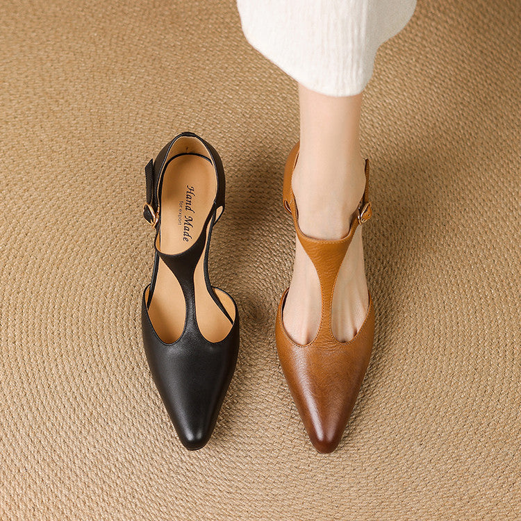 Women's T-Bar Leather Heels