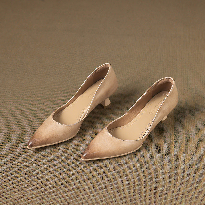 Women's Leather Kitten Heels