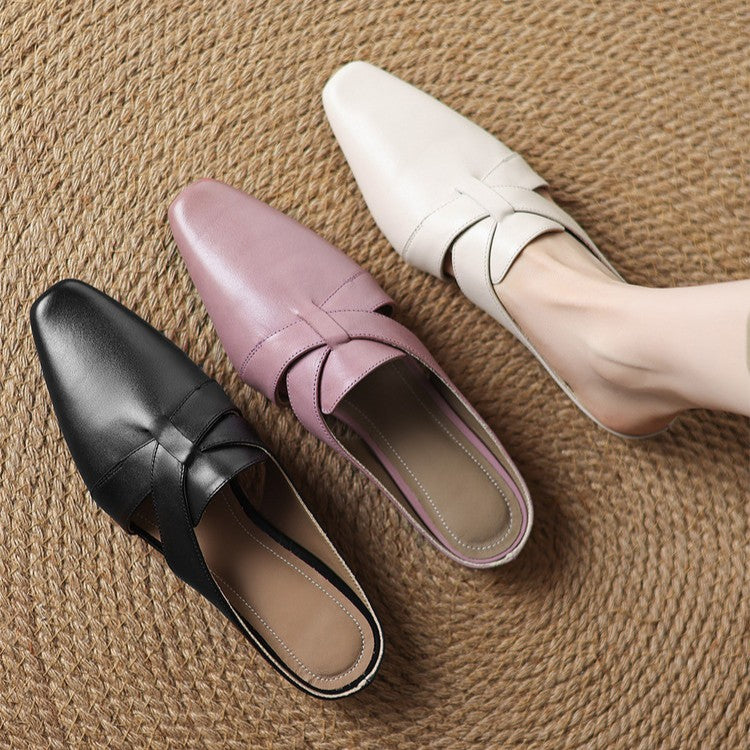 Women's Cross Leather Mules