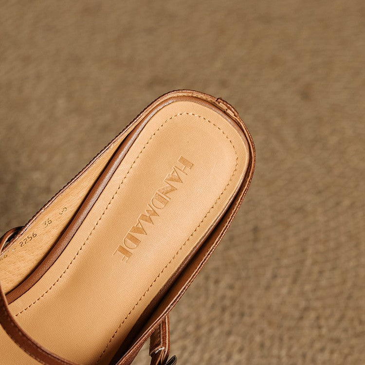 Women's Strap Leather Mules
