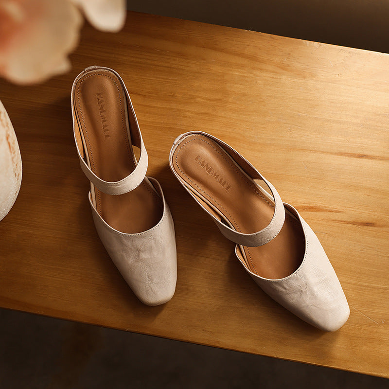 Women's Square-Toe Leather Mules