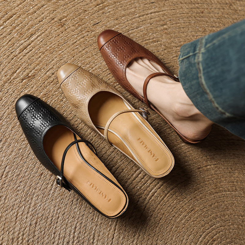 Women's Strap Leather Mules