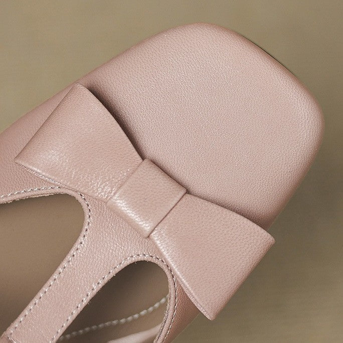 Women's Bow Lambskin Leather Mules