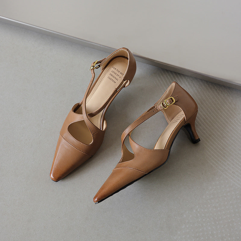 Women's Leather Mary-Jane Heels