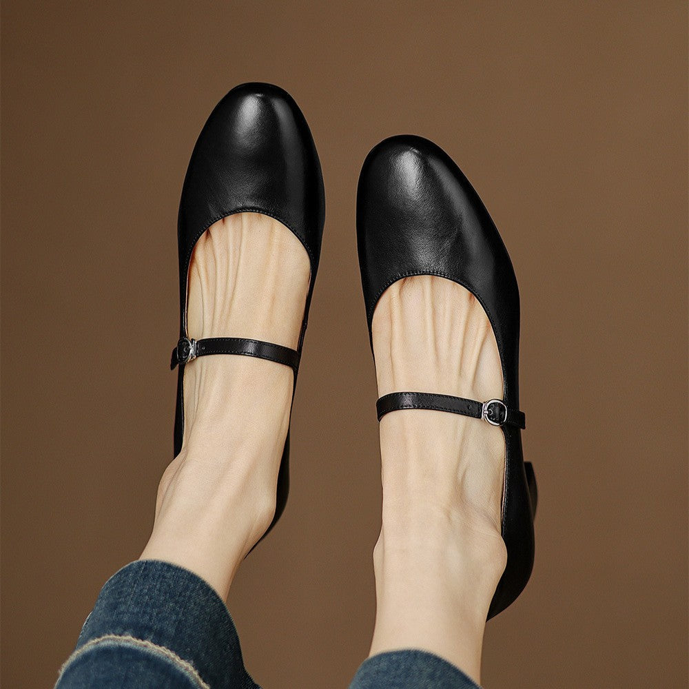 Women's Leather Block Heels