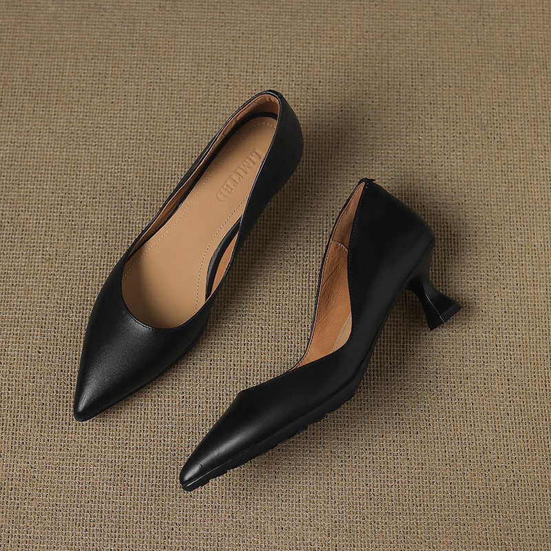 Women's Leather Kitten Heels