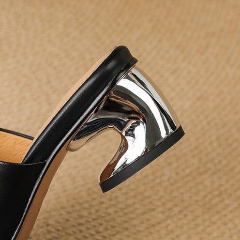 Women's Curve Leather Mule Heels