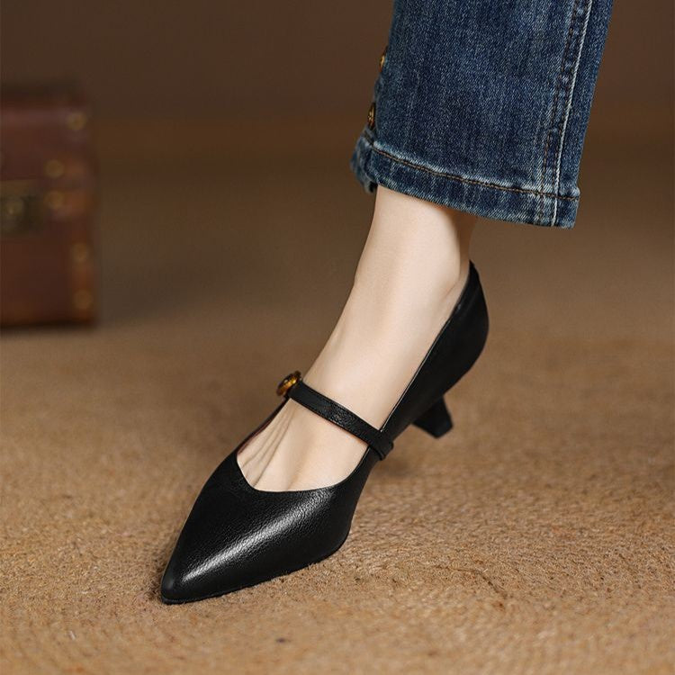 Women's Leather Kitten Heels