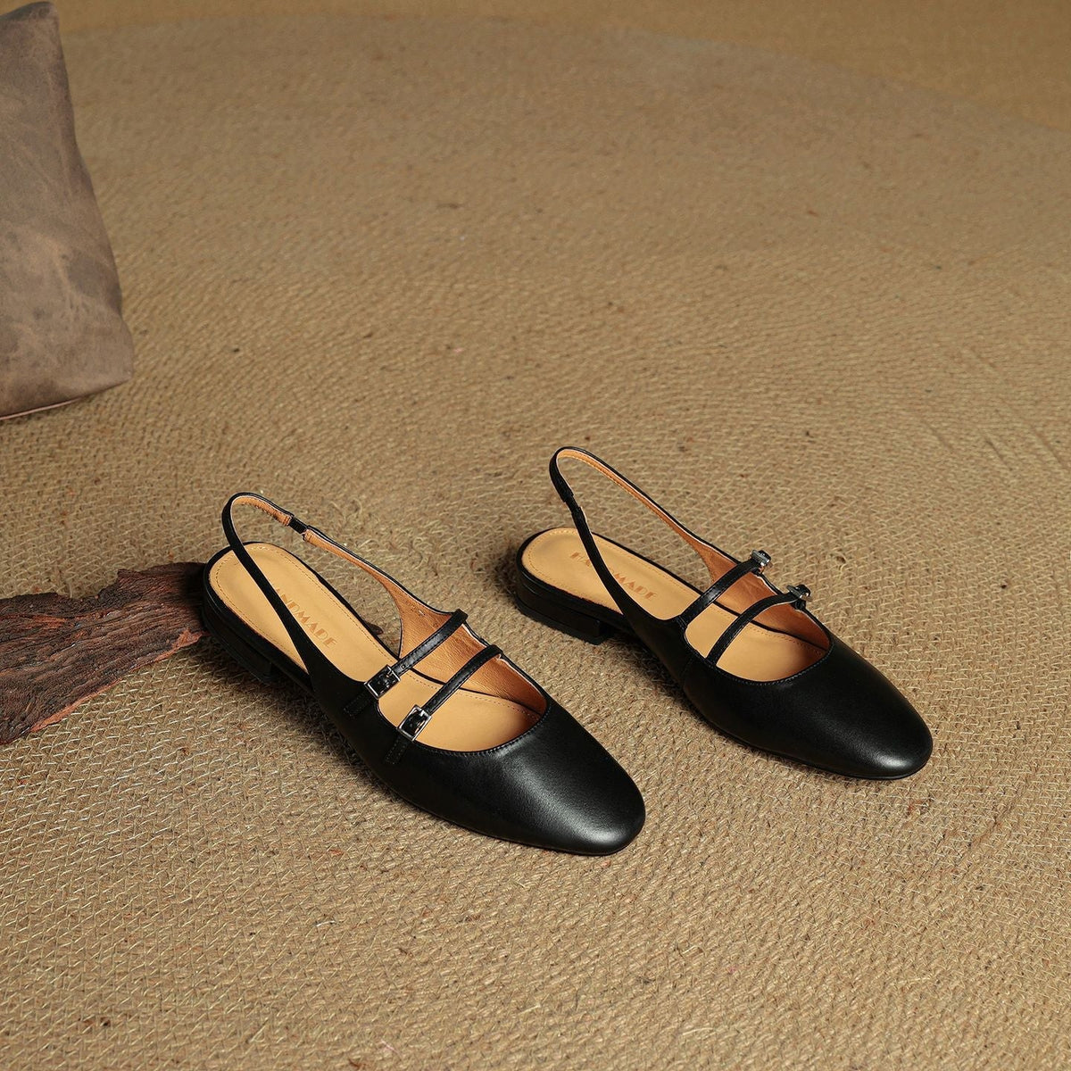 Women's Leather Slingback Mary Jane Flats