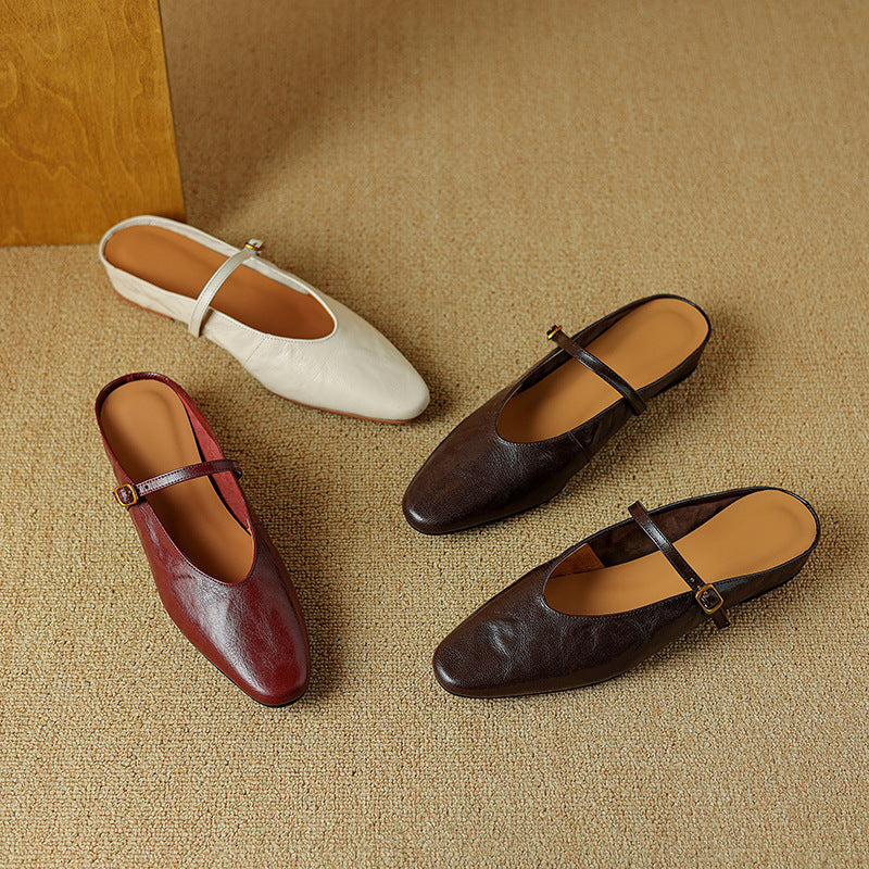 Women's Leather Strap Mules