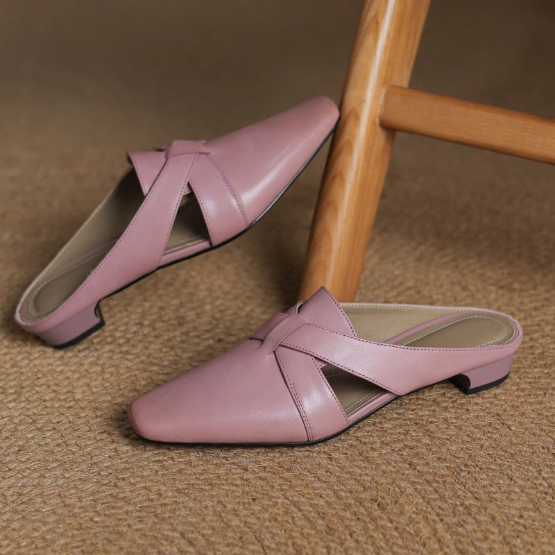 Women's Cross Leather Mules