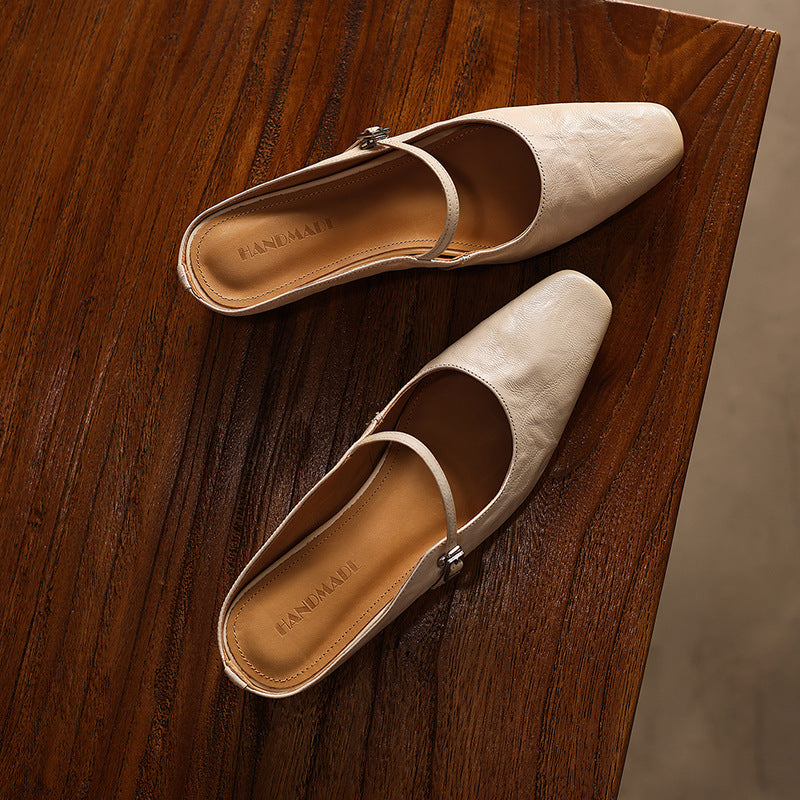 Women's Square-Toe Leather Mules