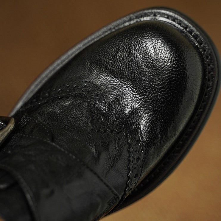 Women's Monk-Strap Leather Brogues