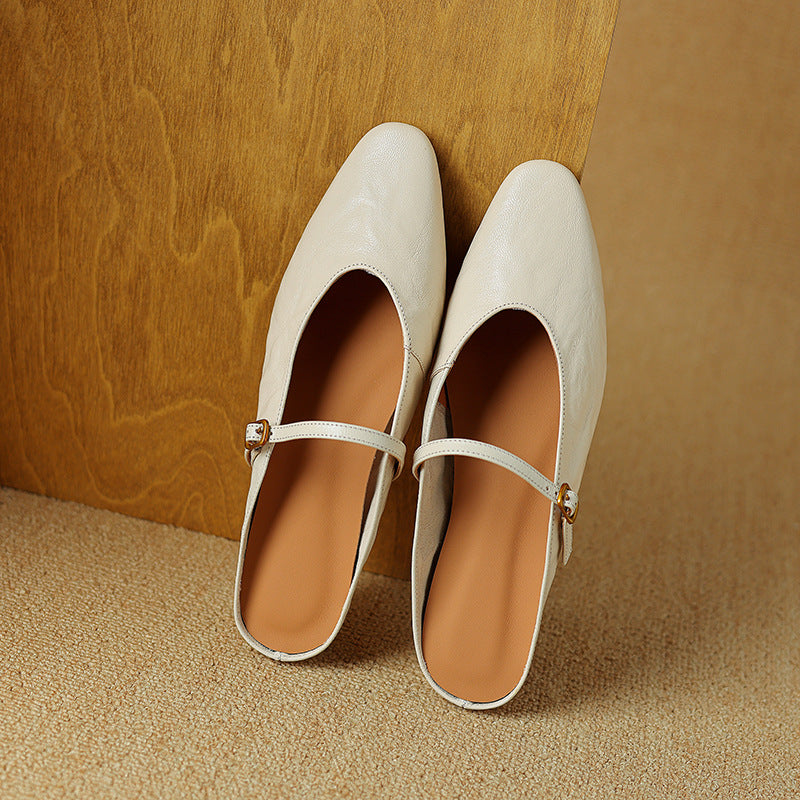 Women's Leather Strap Mules