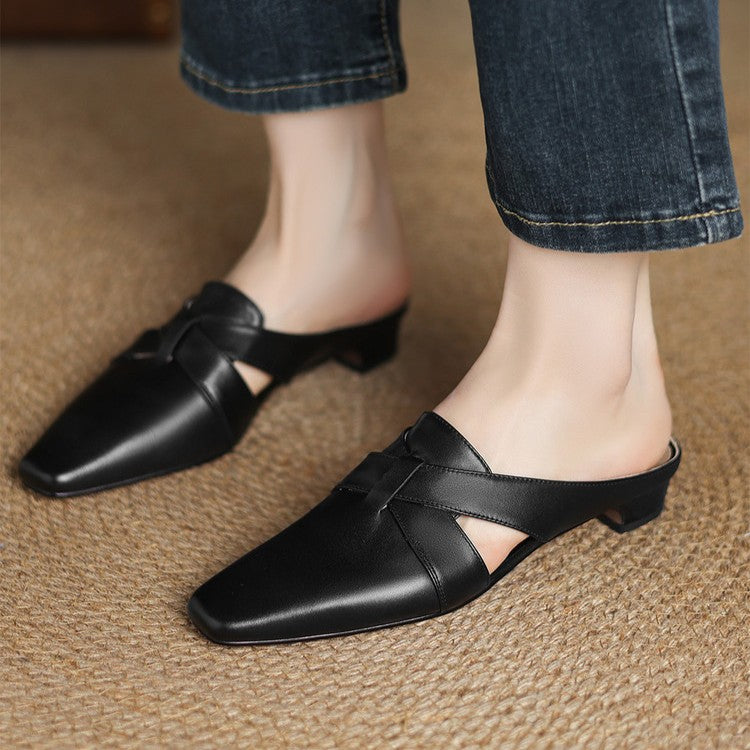 Women's Cross Leather Mules