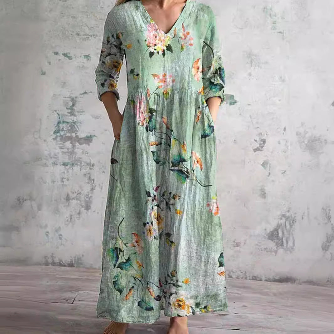 Corinna™ | V-Neck Floral Maxi Dress