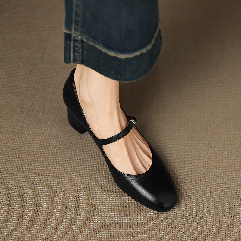 Women's Leather Block Heels