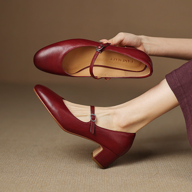 Women's Leather Block Heels