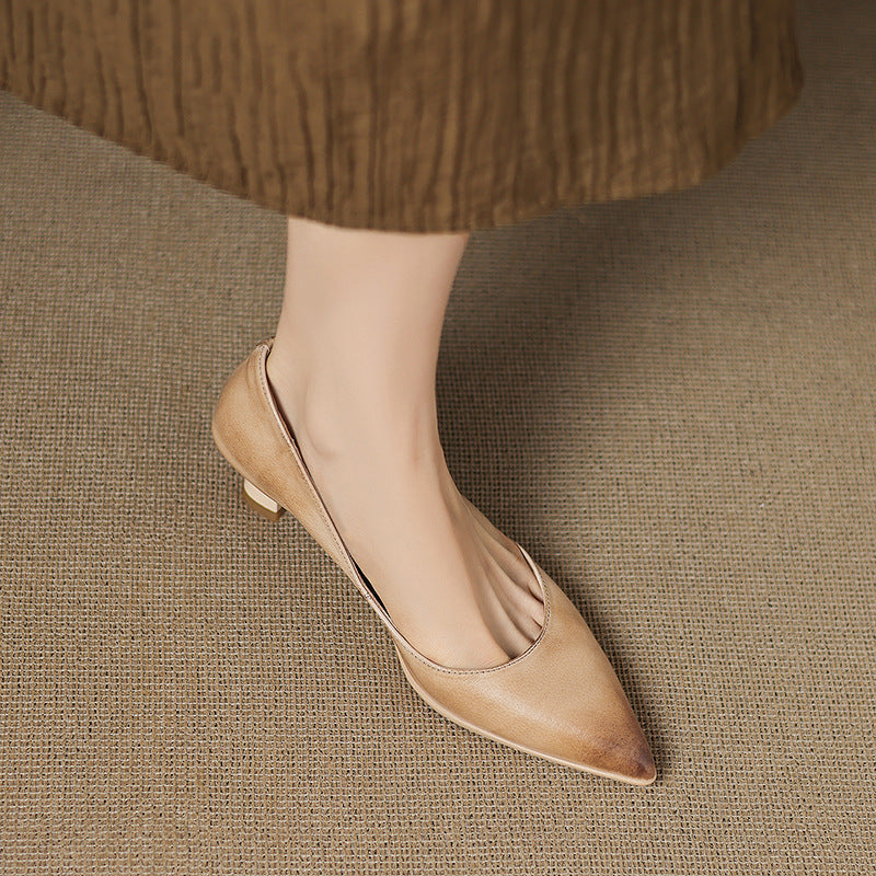 Women's Leather Kitten Heels