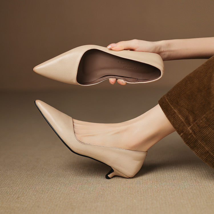 Women's Leather Kitten Heel Pumps