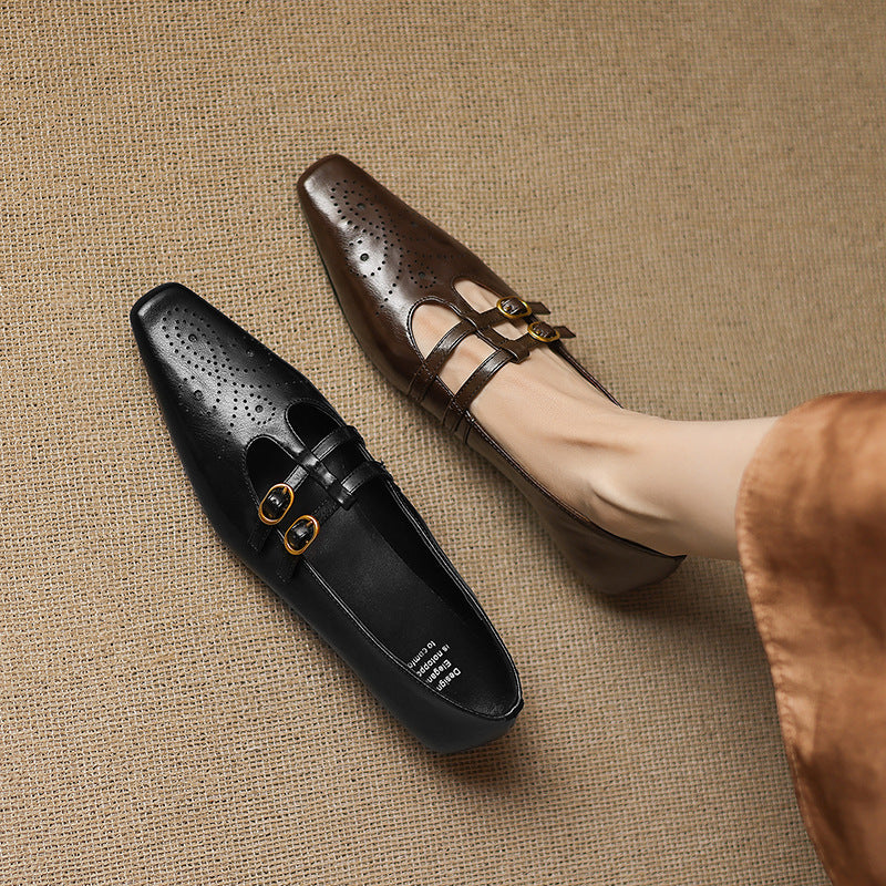 Avonley™ | Brogued Double-Strap Mary Jane Flat
