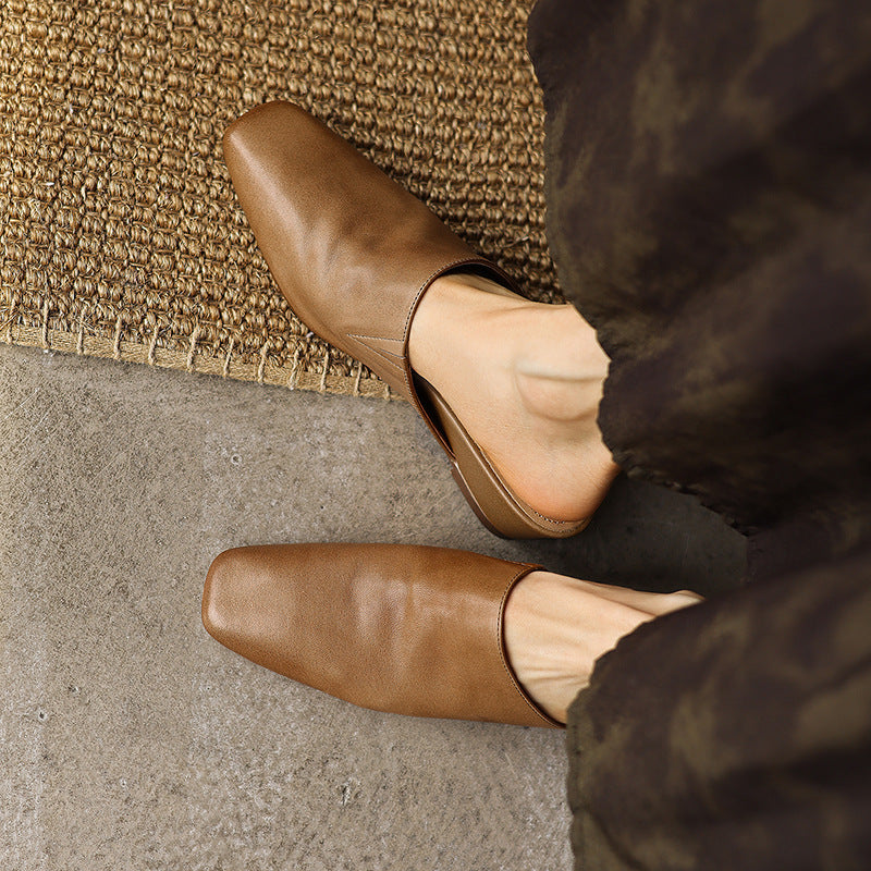 Women's Square-Toe Leather Mules