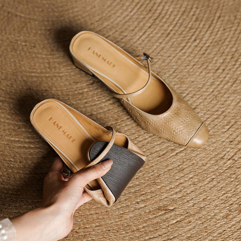 Women's Strap Leather Mules