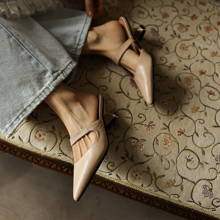 Women's Strap Leather Mules