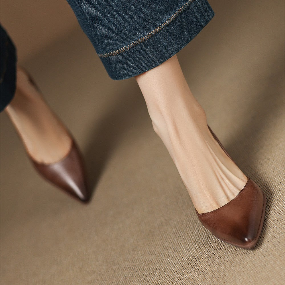 Women's Leather Kitten Heels