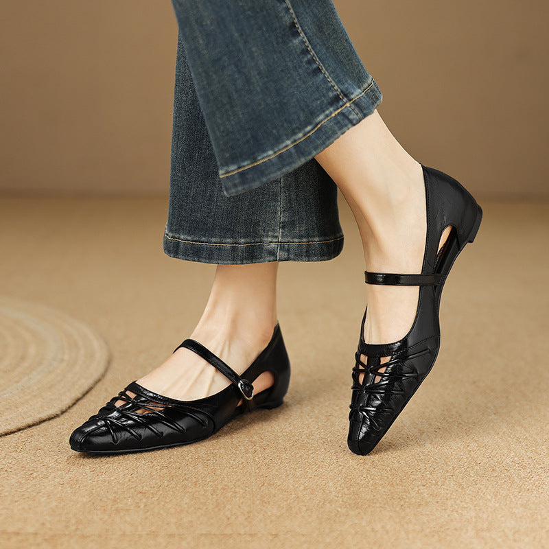 Clairvette™ | Pointed Lattice-Cut Mary Jane Flat