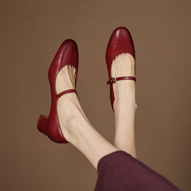 Women's Leather Block Heels