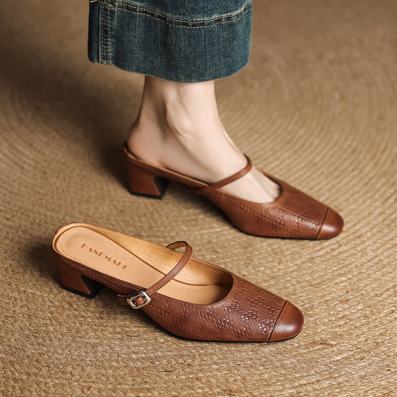 Women's Strap Leather Mules