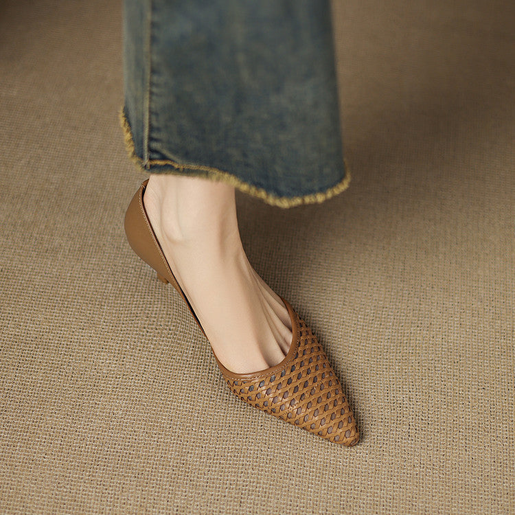 Women's Woven Leather Heels