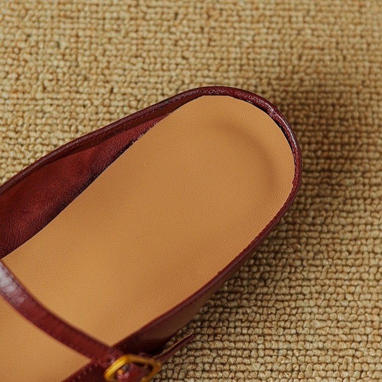 Women's Leather Strap Mules
