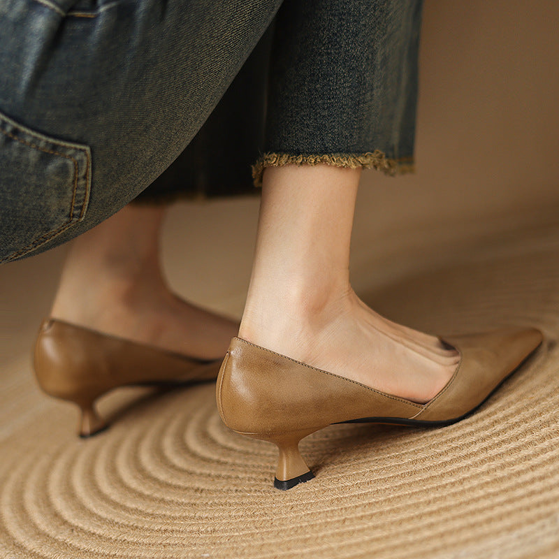 Women's Leather Kitten Heels