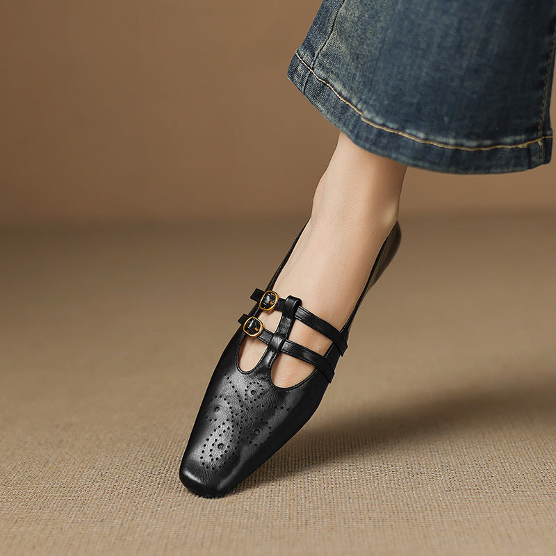 Avonley™ | Brogued Double-Strap Mary Jane Flat