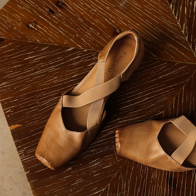 Women's Leather Cross-Strap Heels