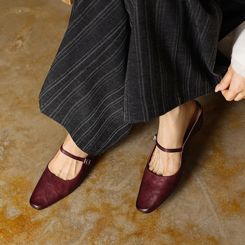Women's Square-Toe Leather Mules