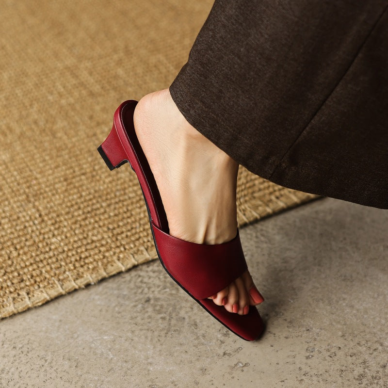 Women's Square-Toe Leather Mules