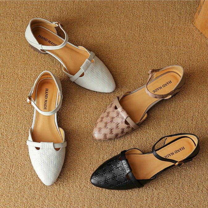Women's Woven Leather Mary-Janes