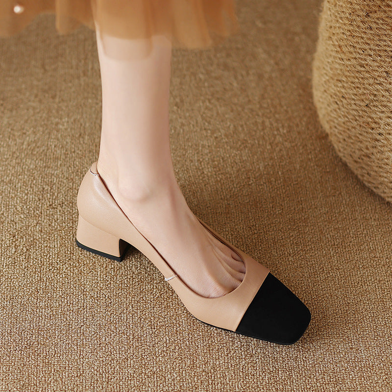 Women's Square-Toe Leather Pumps