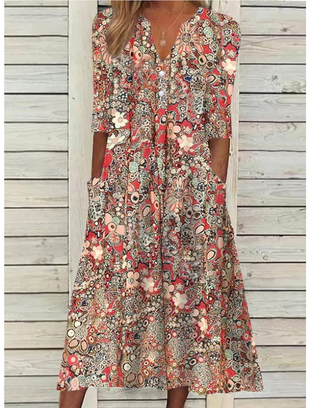 Lucia™ | Bohemian Floral V-Neck Dress