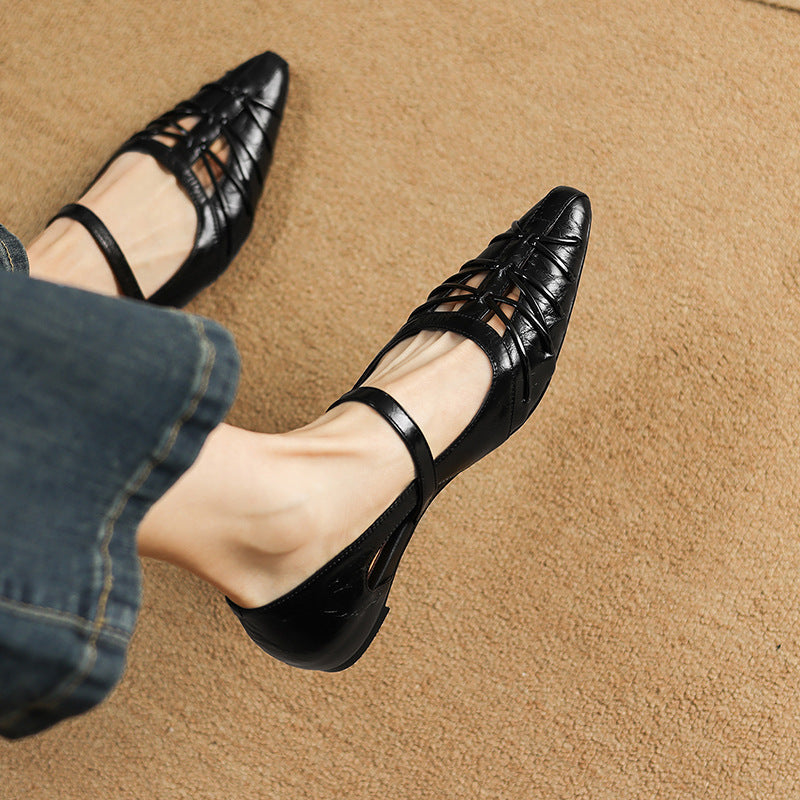Clairvette™ | Pointed Lattice-Cut Mary Jane Flat