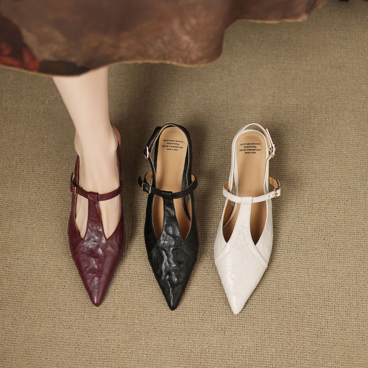Women's Pointed Leather Heels