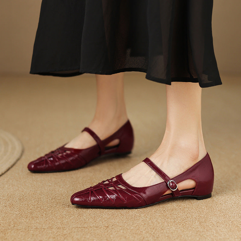 Clairvette™ | Pointed Lattice-Cut Mary Jane Flat