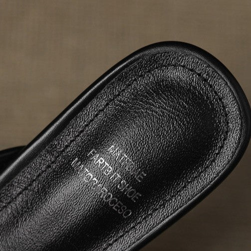 Women's Woven Leather Heel Mules