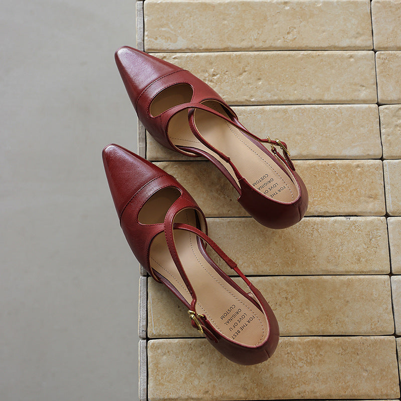 Women's Leather Mary-Jane Heels
