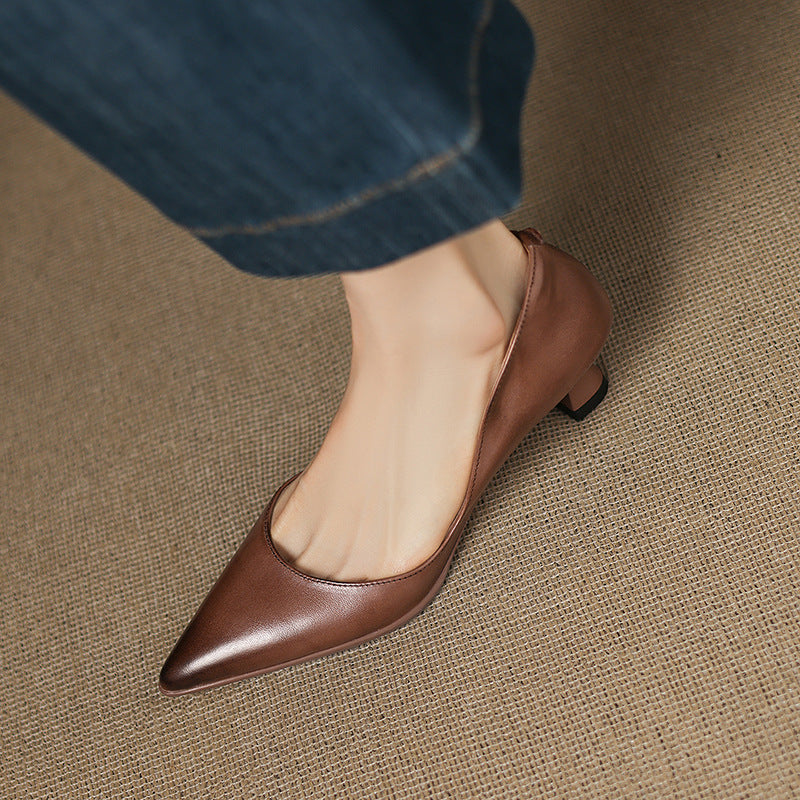 Women's Leather Kitten Heels